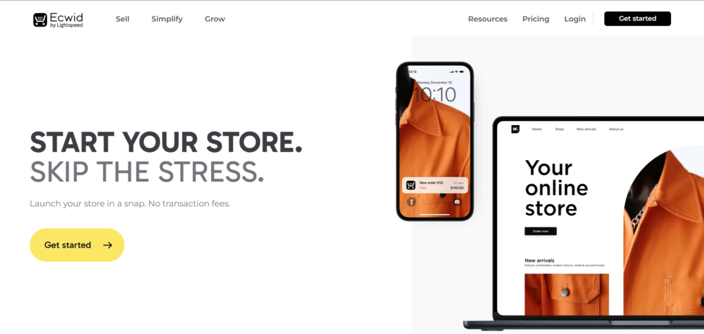 Lightweight store widget embedded in a website