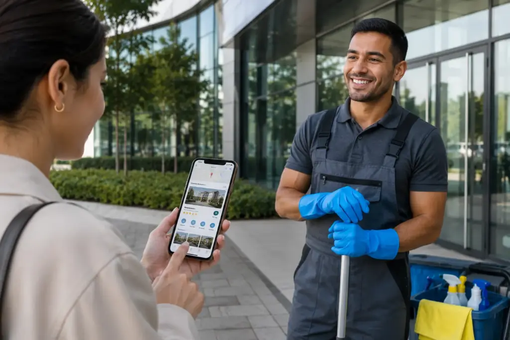 Customer viewing a cleaning business profile