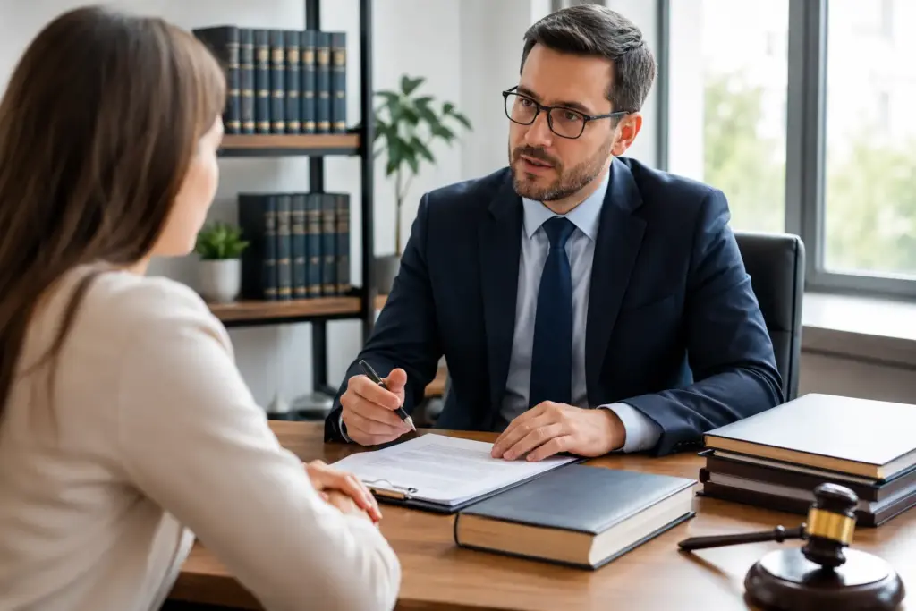 Lawyer meeting with a client