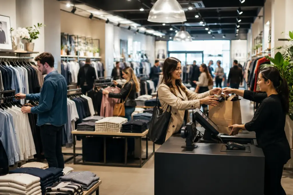 Customers shopping in a retail store