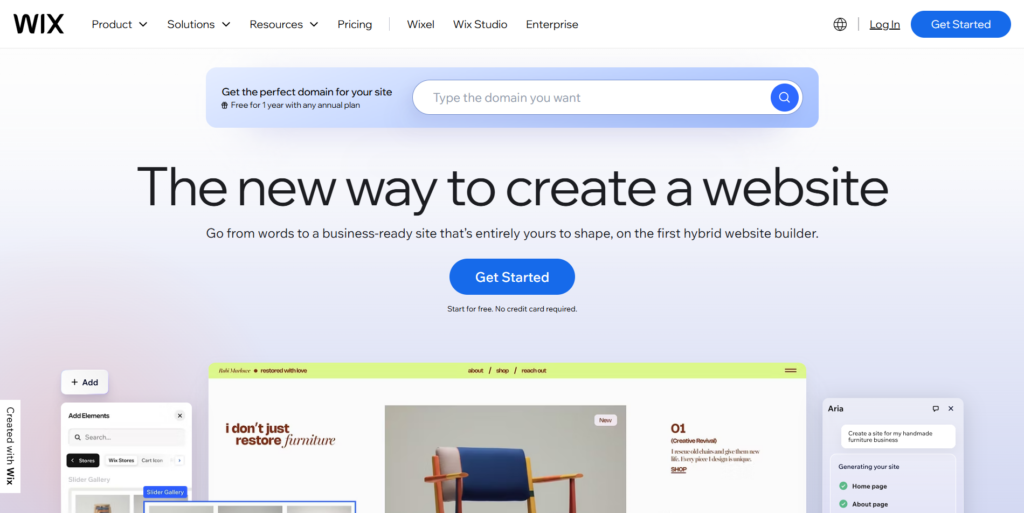 Drag-and-drop website editor for an online shop