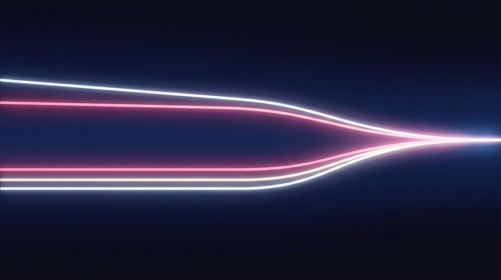 Two luminous paths converging, representing GEO and SEO built on the same foundation
